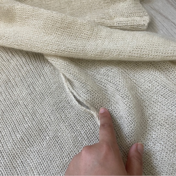 Enrica Japan Mohair Silk Long Line Open Front Cardigan Cream (Small) fuzzy soft - Picture 7 of 11